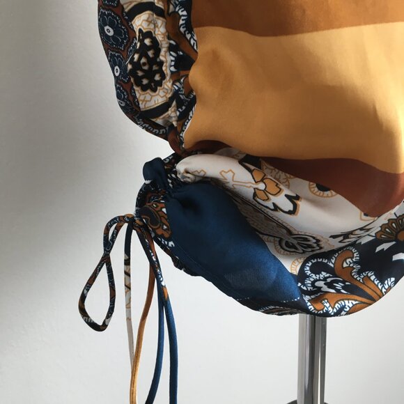 NWT POLLY PRINCESS Multicolor Patchwork Criss Cross Halter Neck JENNA Mini Dress - Picture 8 of 10